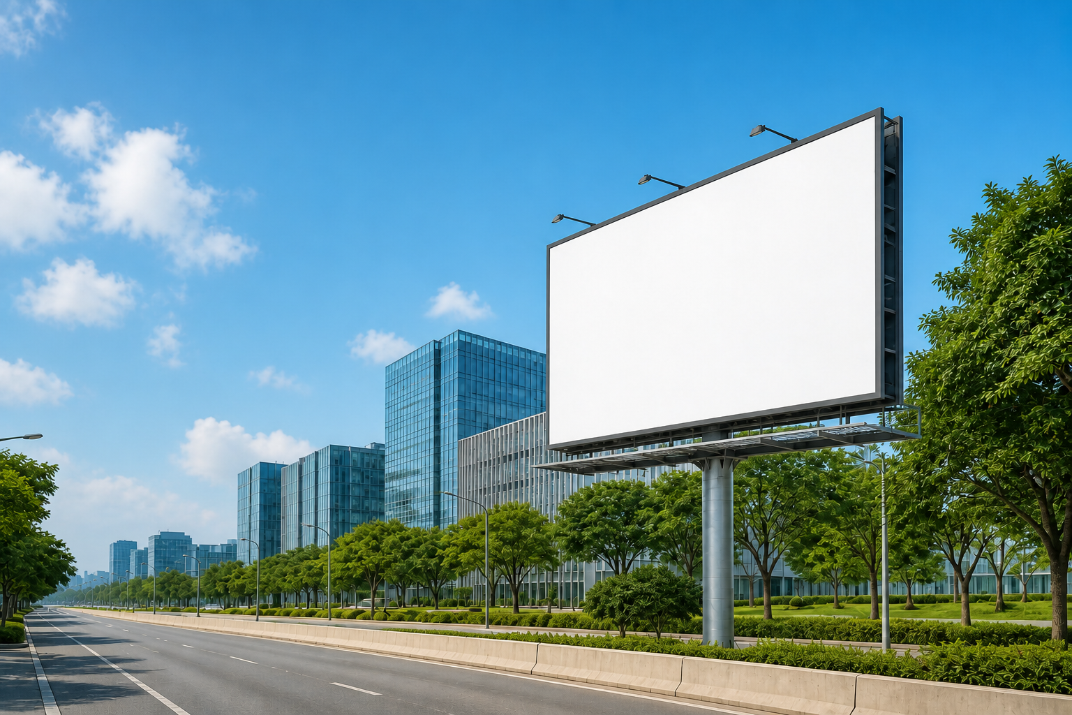 Billboard reklame di kawasan bisnis Jabodetabek pada siang hari